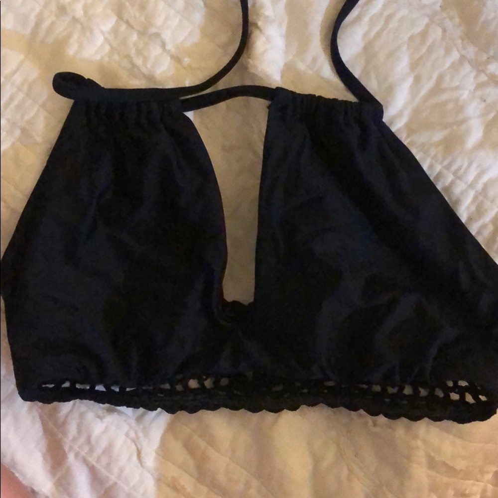 Frankies bikini high neck cut out boob area top